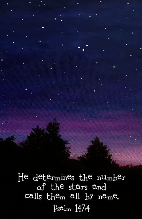 Psalm 147:4 Moon & Stars Print