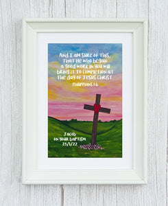 Framed Philippians 1:6 Baptism Gift