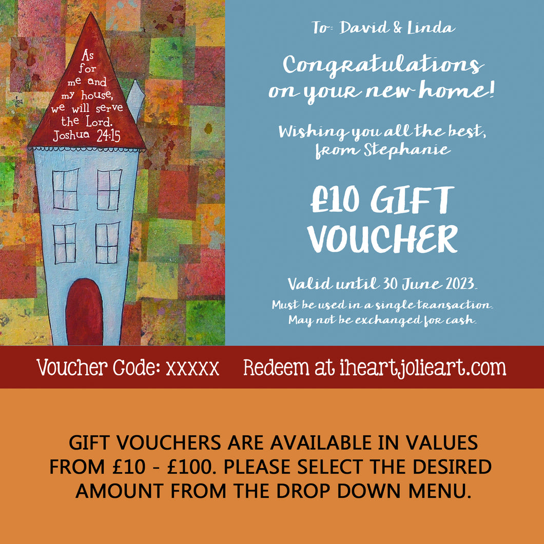 New Home Gift Voucher - £10 to £100 Value
